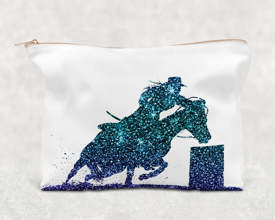 Blue Barrel Racer  Printed Canvas Zipper Bag