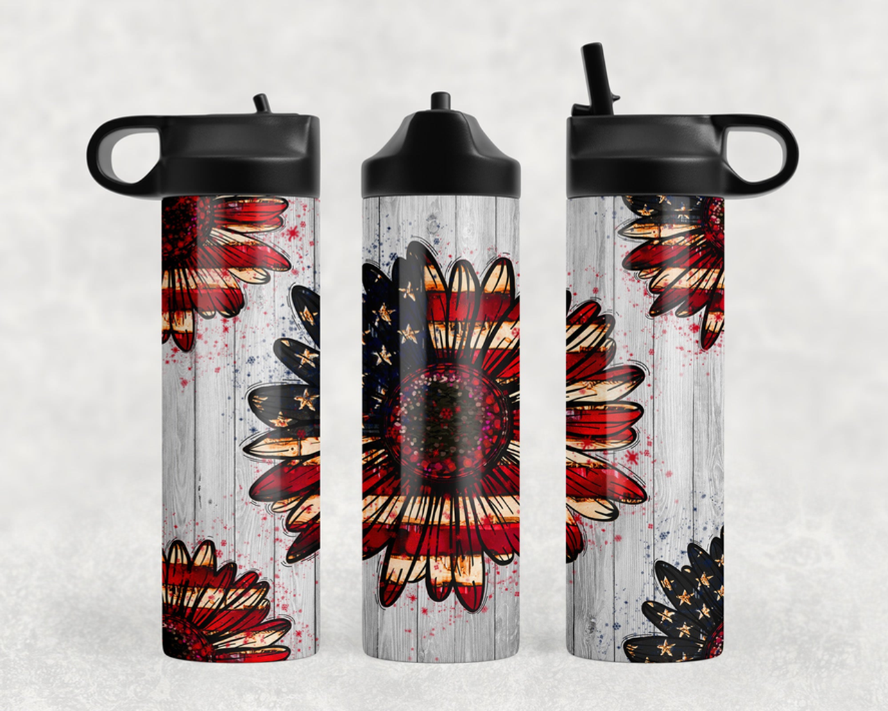 Patriotic Sunflower Steel Water Bottle