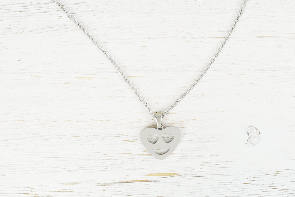 Solid Stainless Steel Heart Expression Necklace By Pink Box