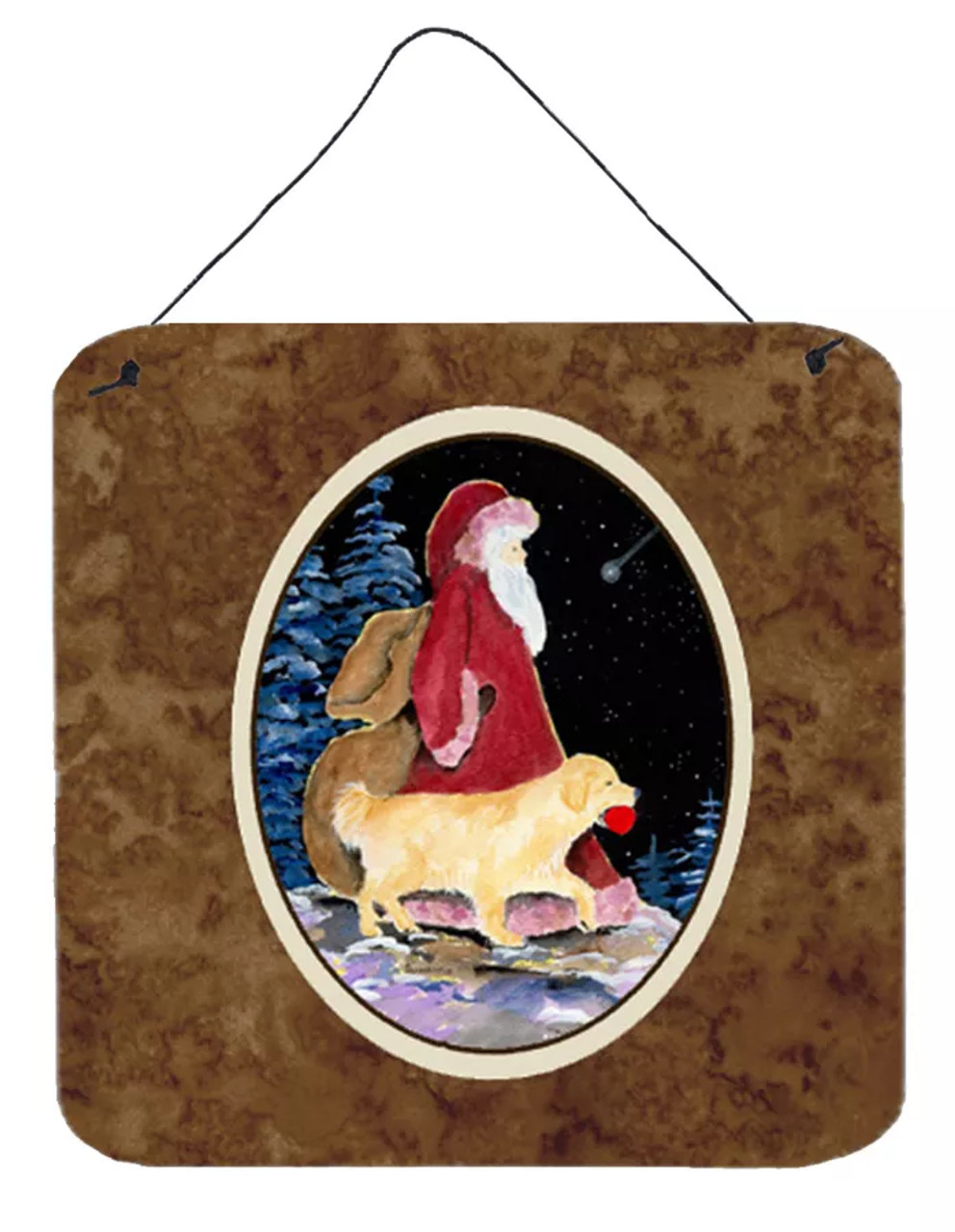 Santa Claus with Dog Wall or Door Hanging Prints
