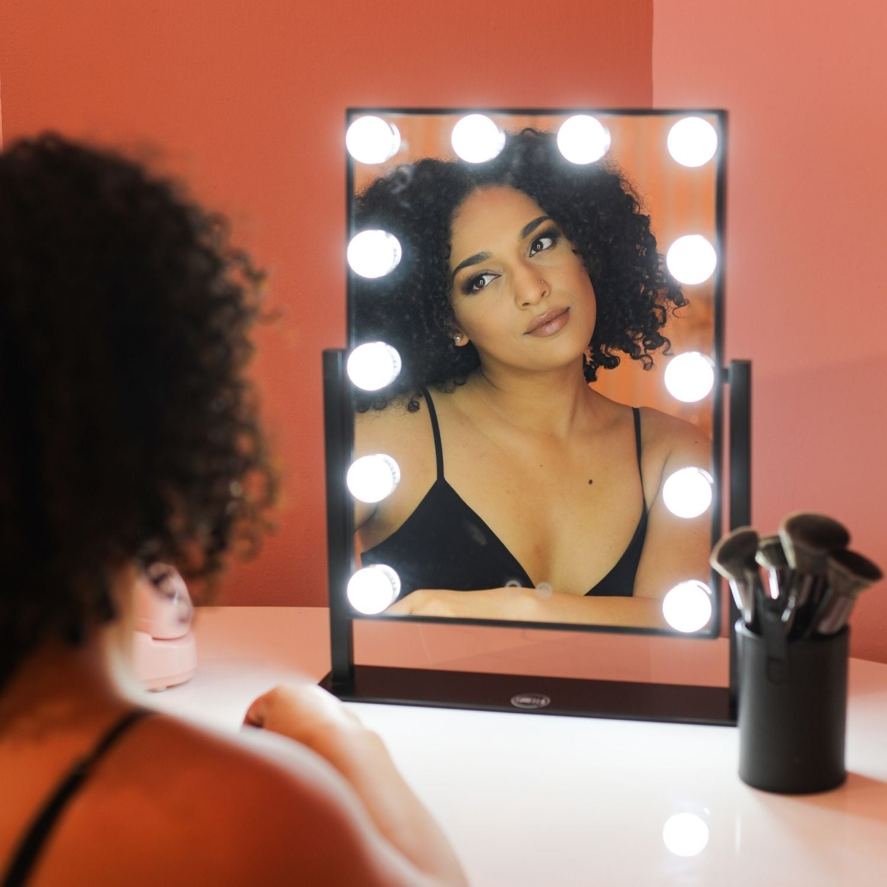 12 Bulb Vanity Mirror - Black