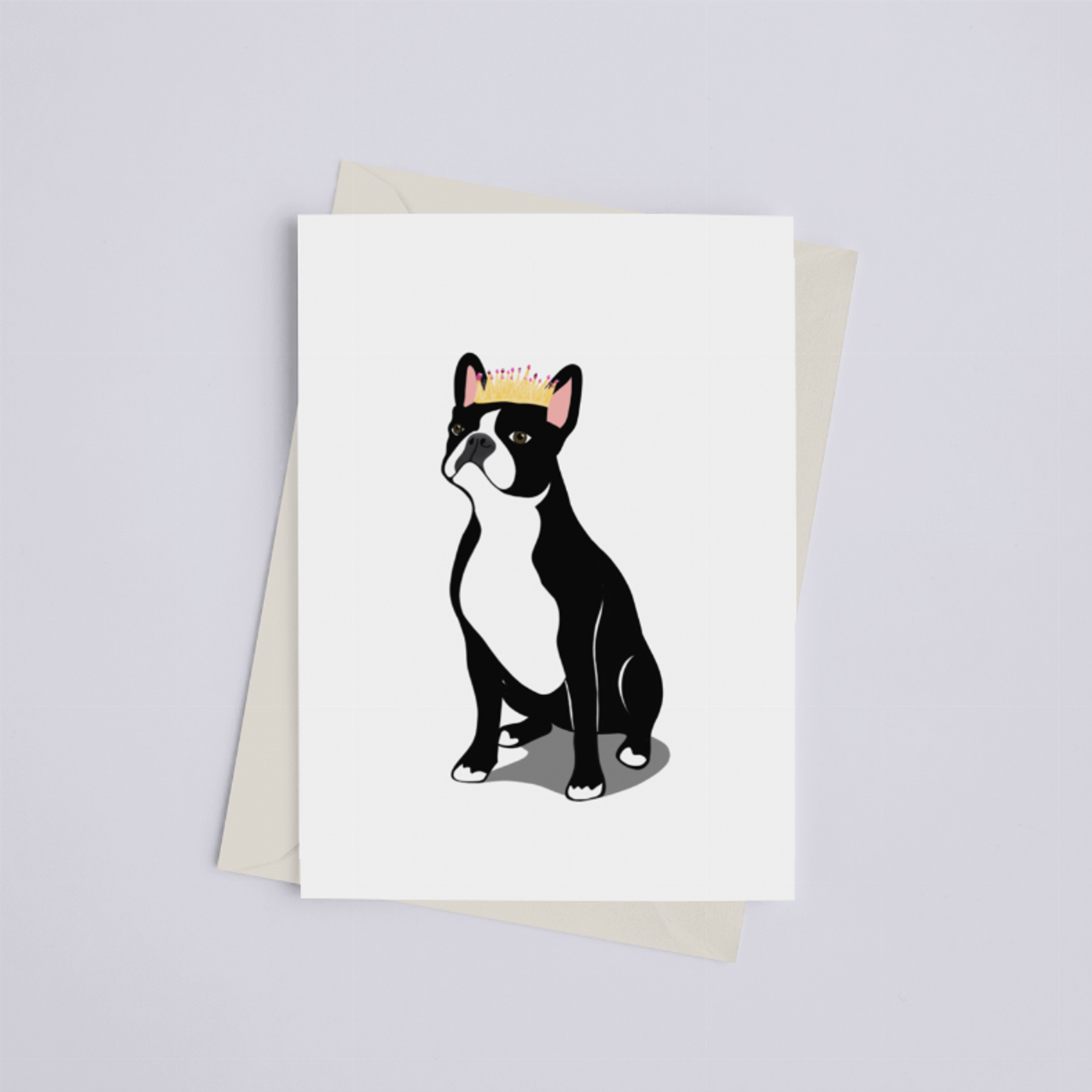 Boston Terrier with Crown - Greeting Card - 149902404