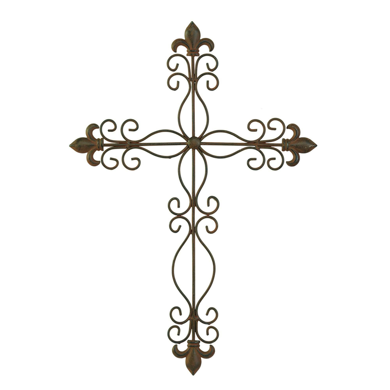 Wall Cross Fleur De Lis Metal