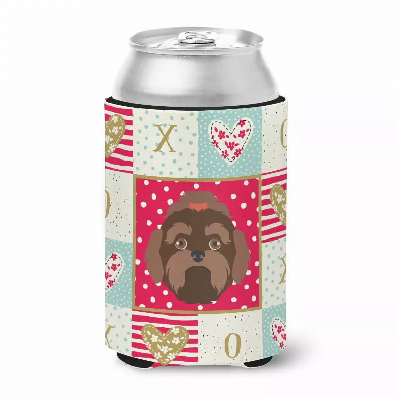 Patchwork Love with Dog Face Can or Bottle Hugger - S000213B001695P007023V000