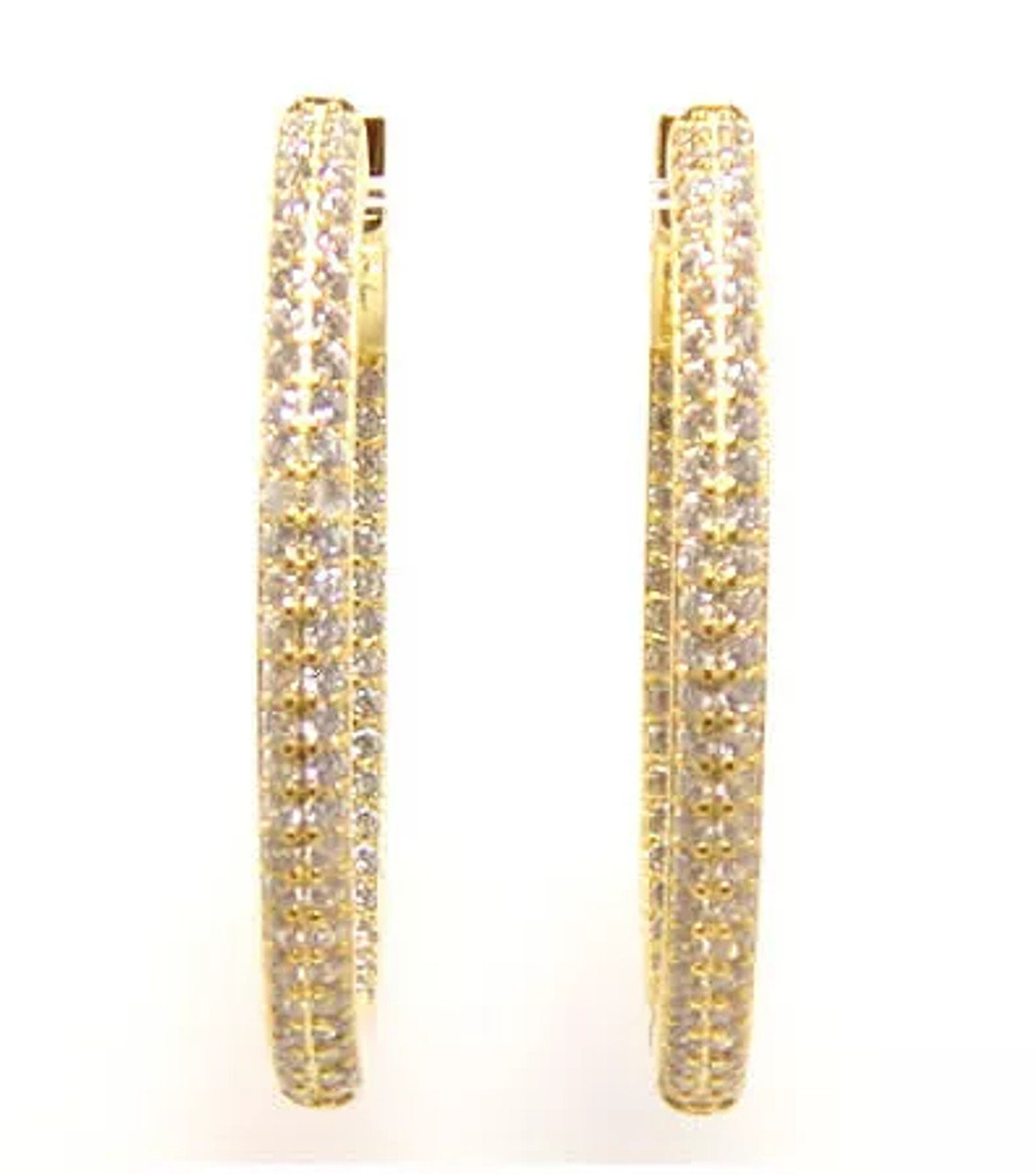 Simulated Diamond Oval Inside-Out Hoop Earrings, 925 Sterling Silver - S001178B001822P000327V003