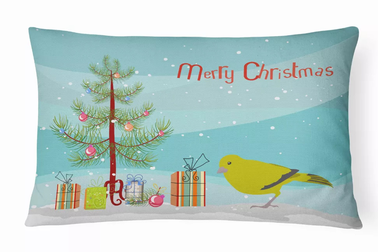 Bird Art Merry Christmas Canvas Fabric Decorative Pillow - CK4482PW1216