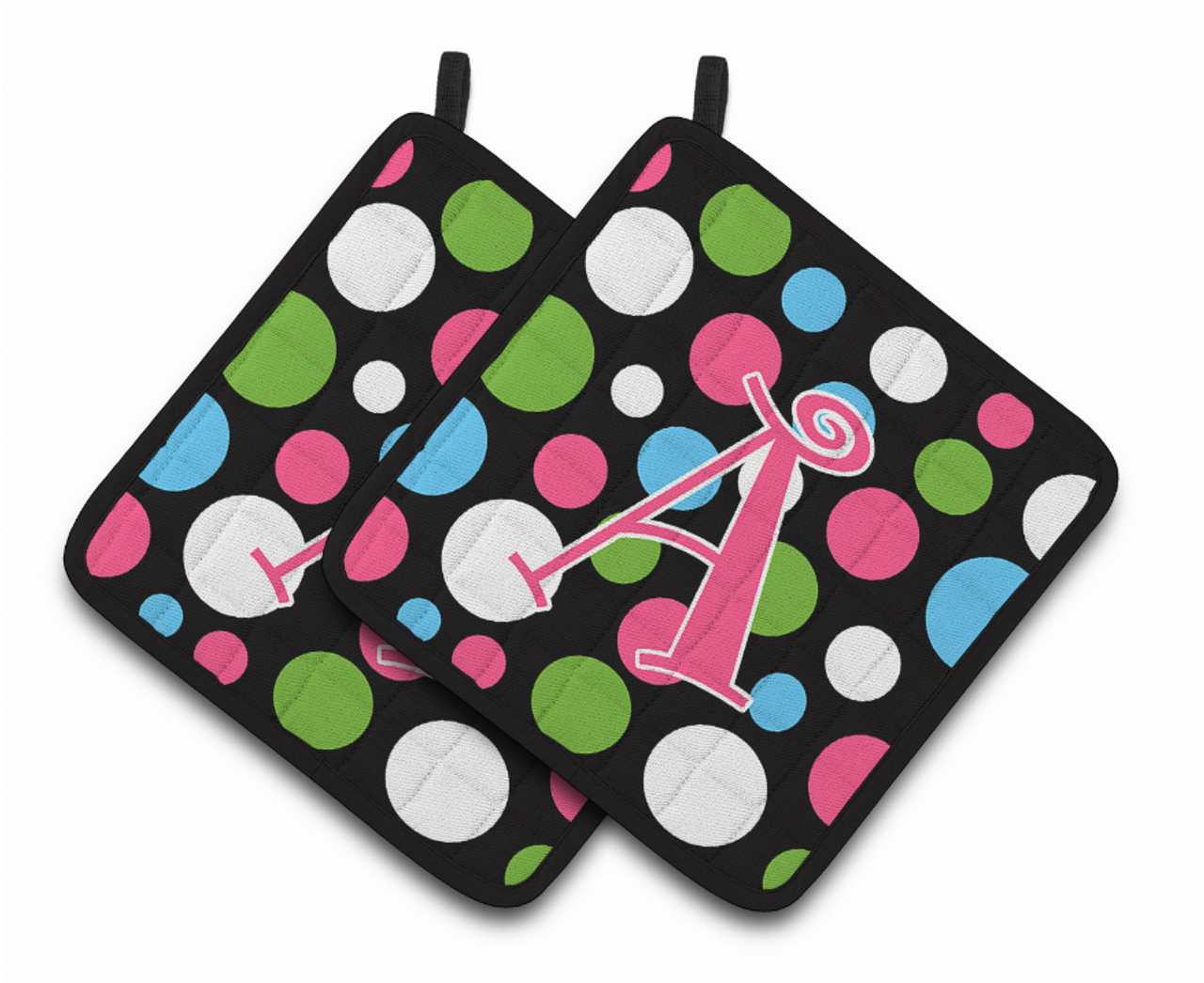 Monogram Polkadots Pair of Pot Holders
