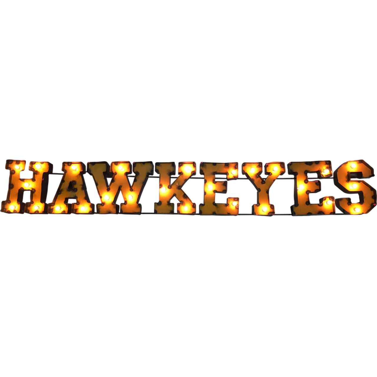 Iowa "Hawkeyes" Lighted Recycled Metal Wall Decor