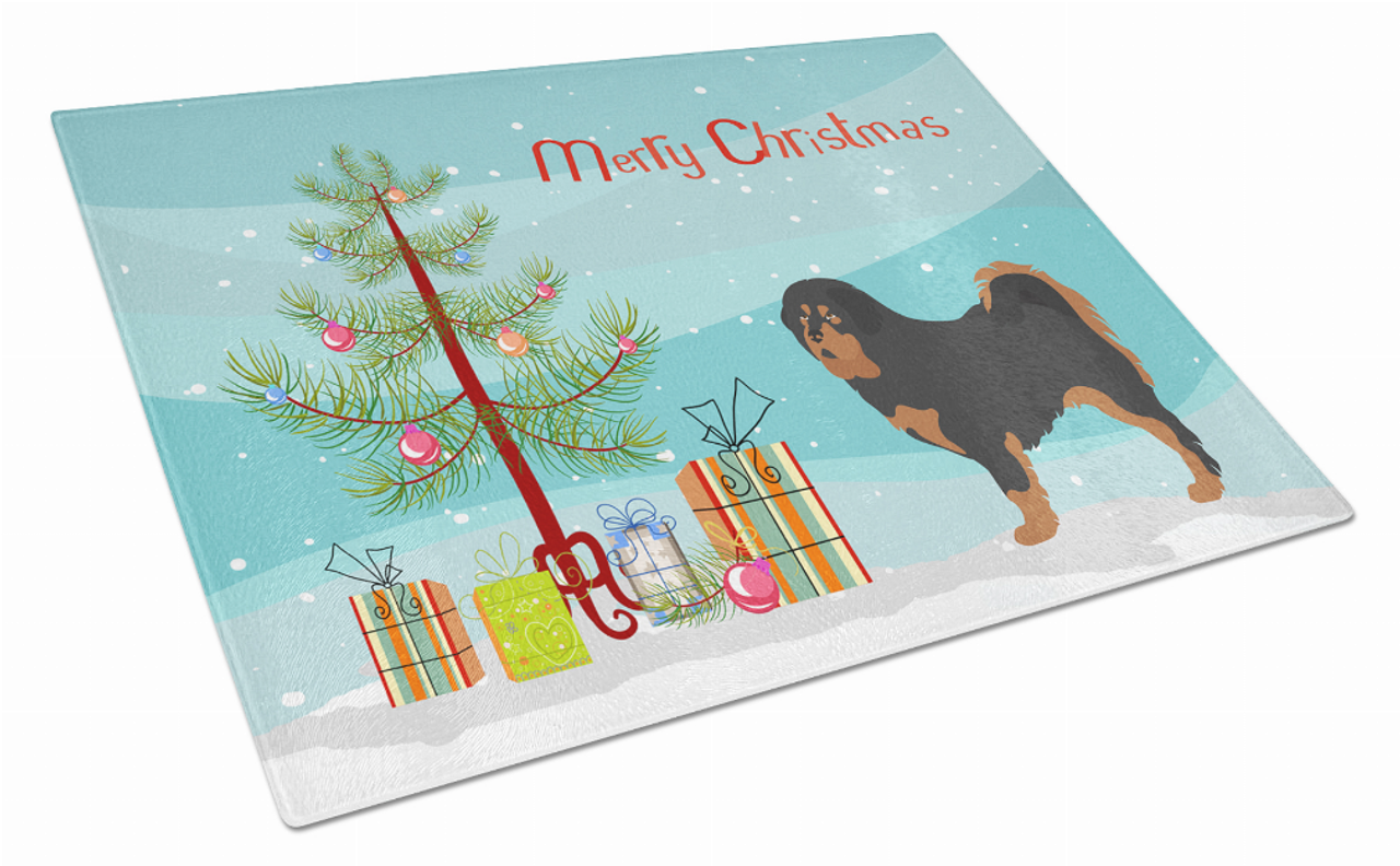 Christmas Dog Print Glass Cutting Board Large - S000213B001695P022174V037