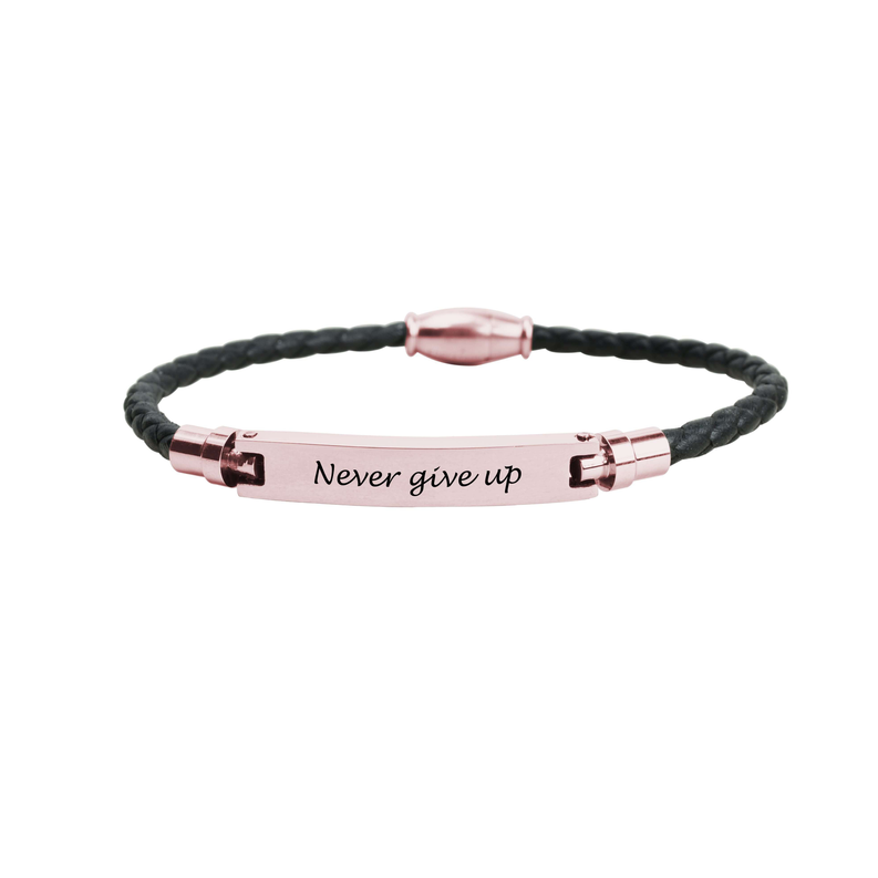 Genuine Magnetic Leather Inspirational Bracelet - PinkBox-25-2146