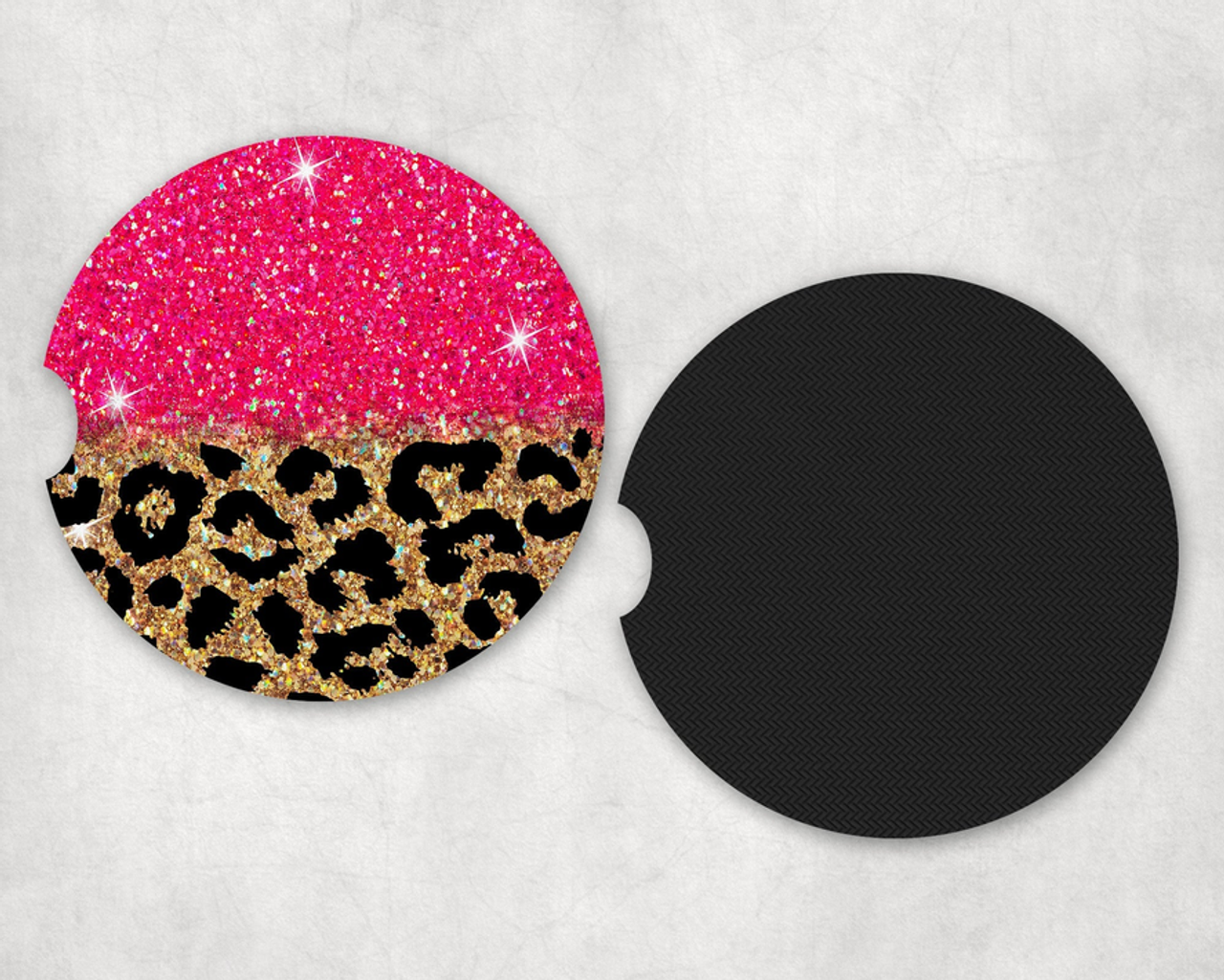 Hot Pink Leopard Print|Car Coaster Set