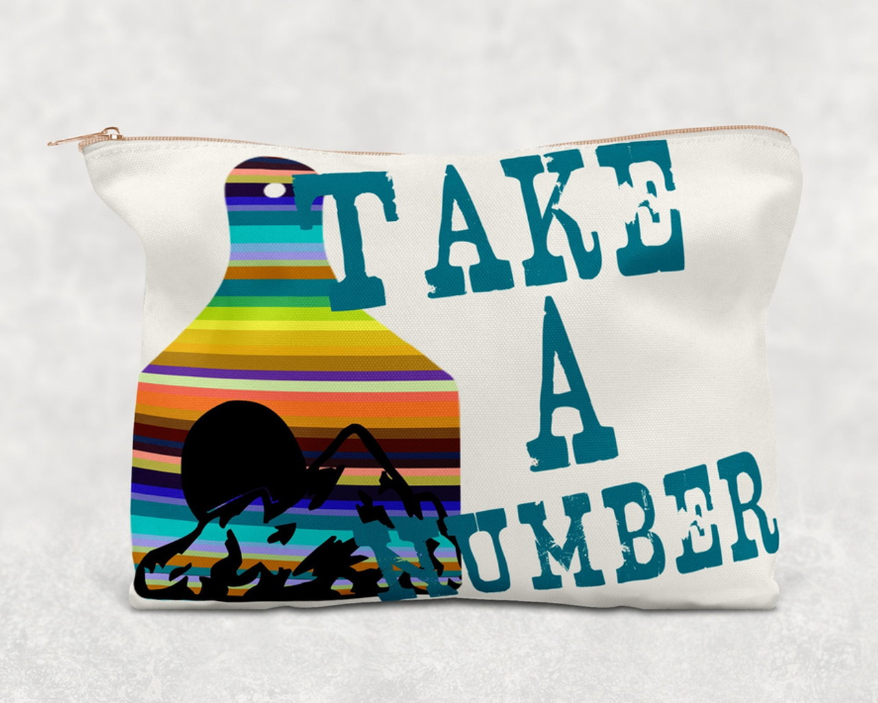 Take A Number  Printed Canvas Zipper Bag