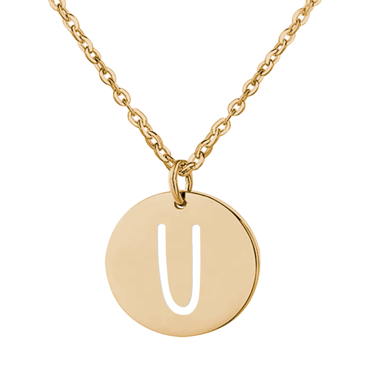 Pink Box Sterling Silver Round Initial Necklace