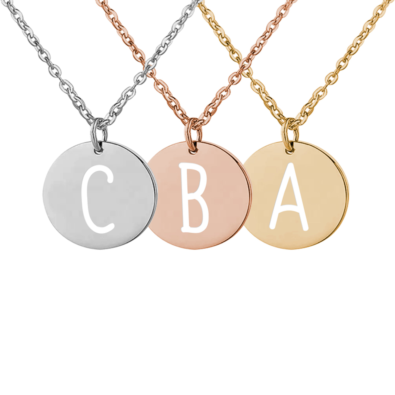 Pink Box Sterling Silver Round Initial Necklace - PinkBox3-5591