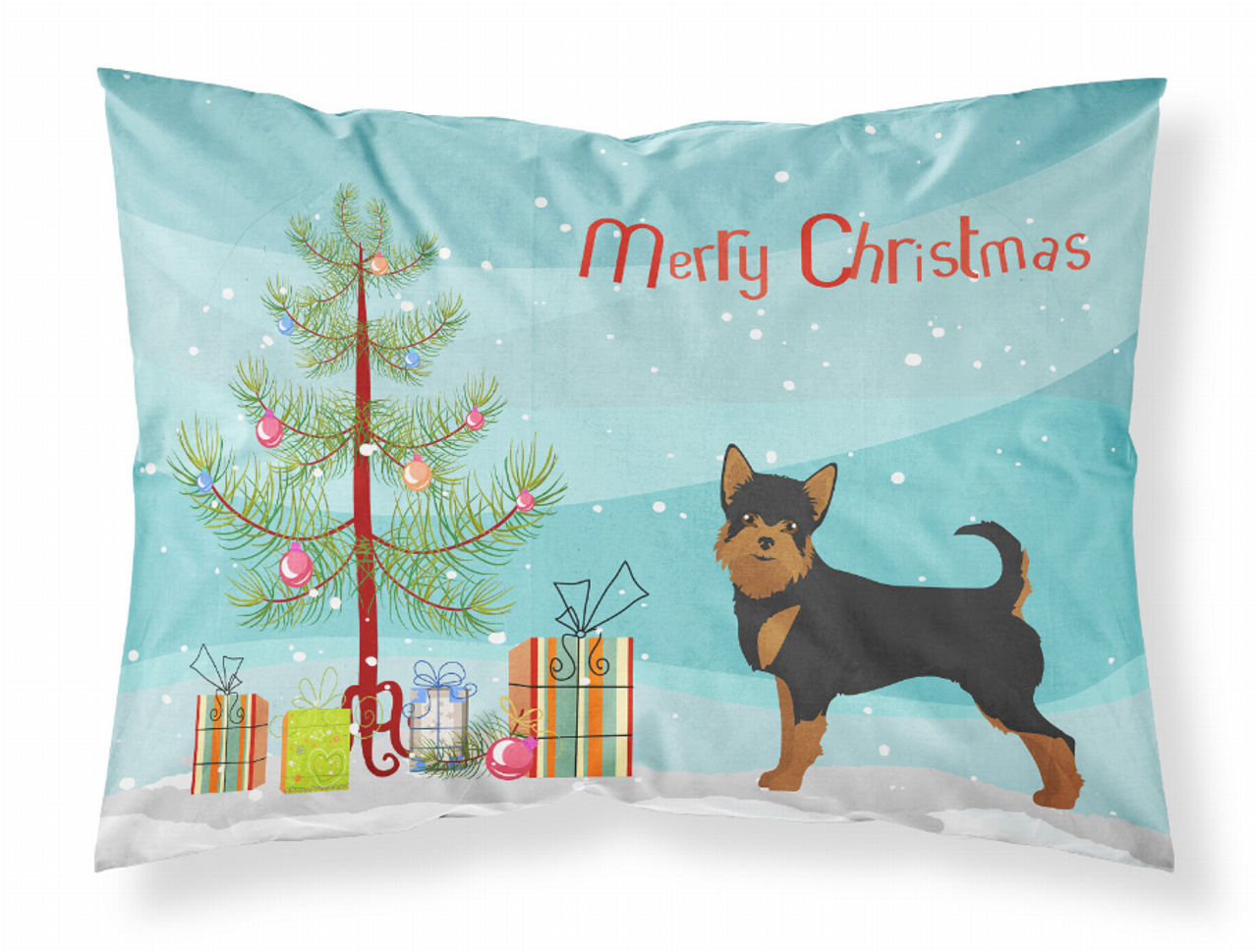 Black and Tan Chorkie Christmas Tree Fabric Standard Pillowcase