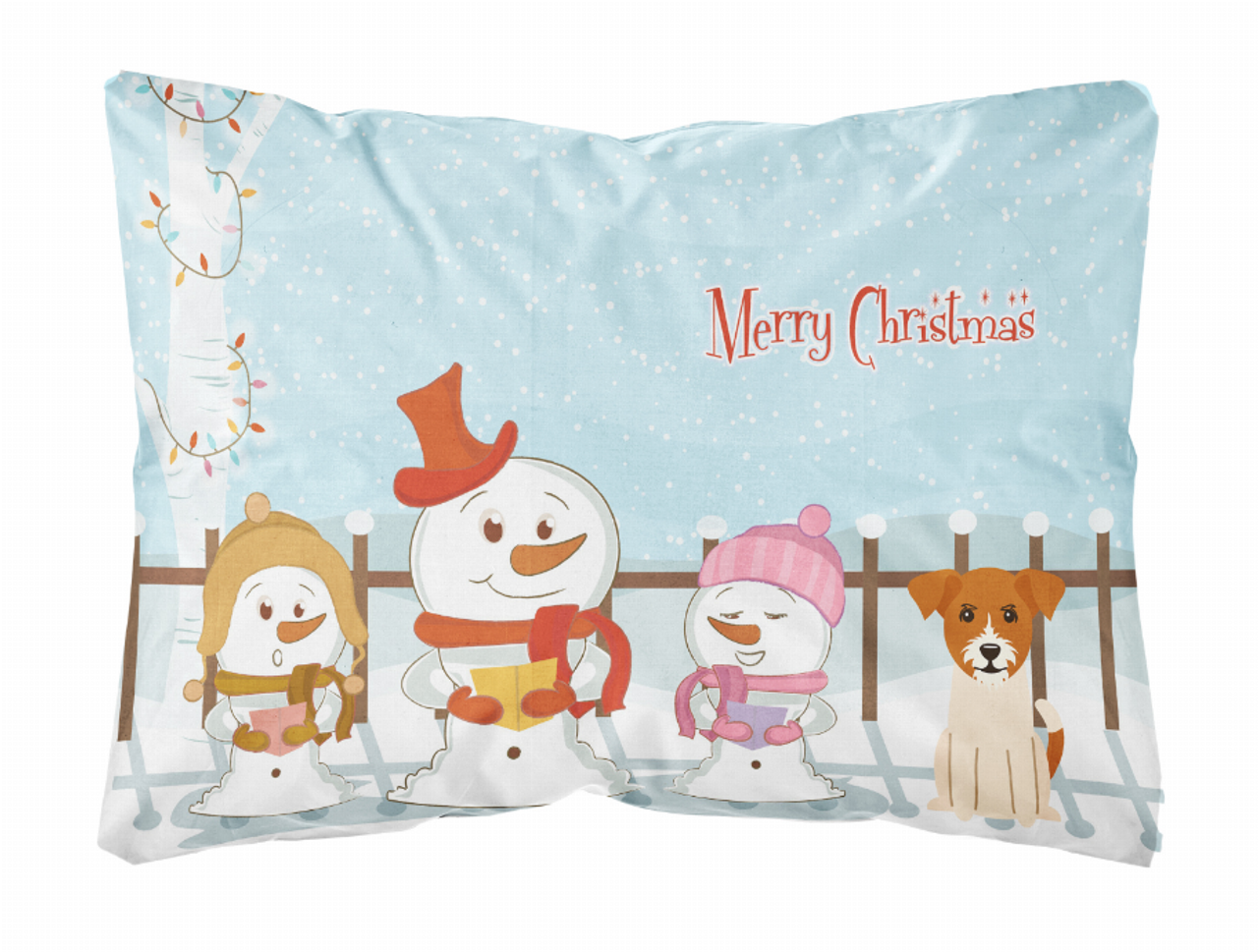 Merry Christmas Carolers Dog Art Canvas Fabric Decorative Pillow - BB2439PW1216