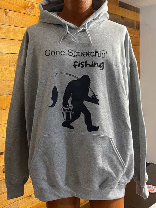 Gone Squatchin' Fishing Bigfoot hoodie - SqGon823