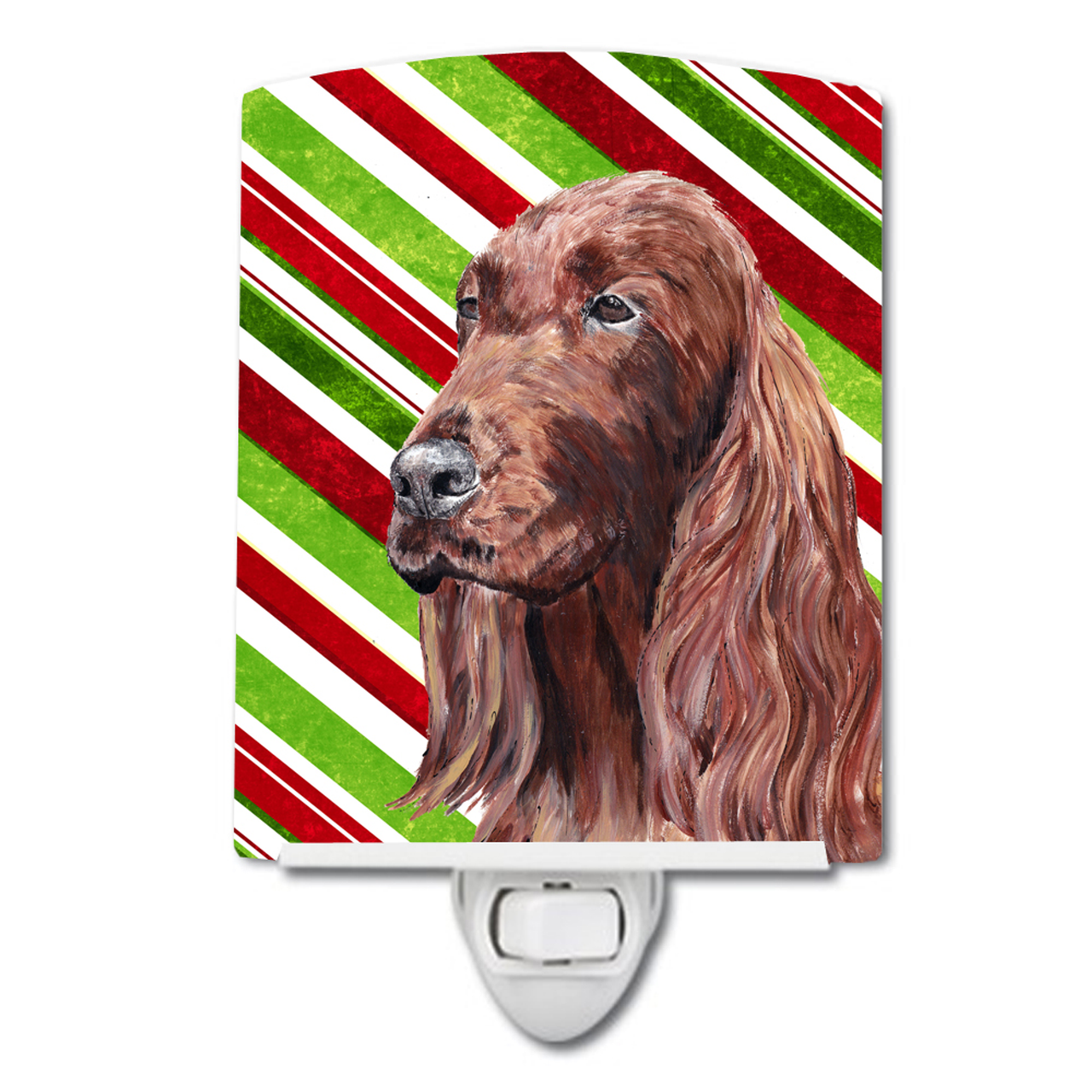Candy Cane Holiday Christmas Dog Art Ceramic Night Light - SC9608CNL