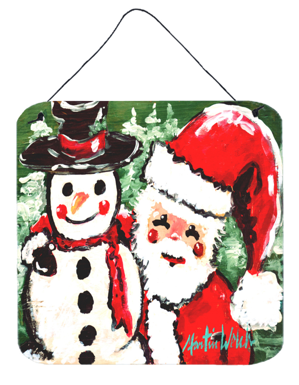 Friends Snowman and Santa Claus Wall or Door Hanging Prints