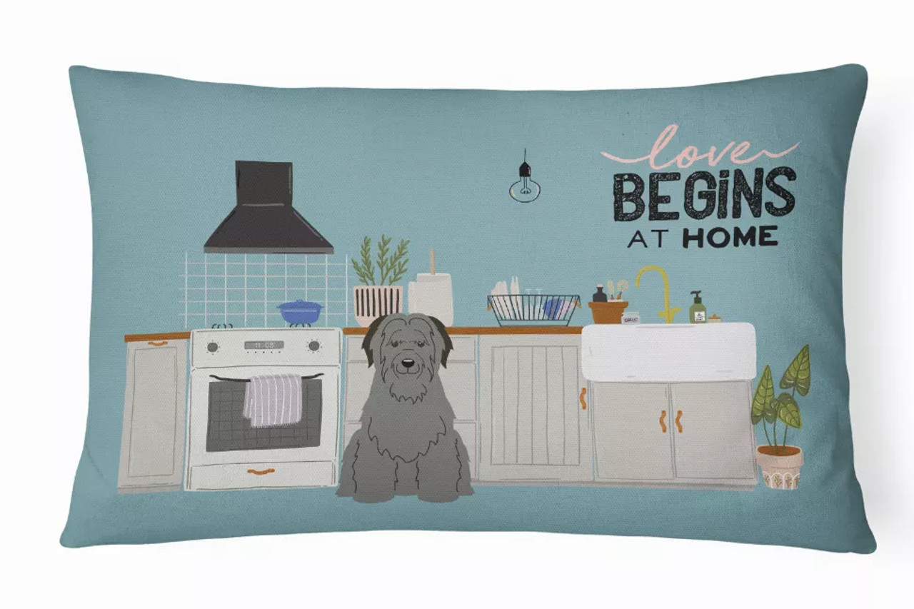 Dog Kitchen Scene Art Canvas Fabric Decorative Pillow - S000213B001695P020428V000