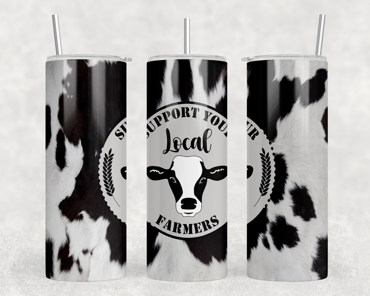 Support Your Local Farmer faux cowhide|Skinny Tumbler|Optional Bluetooth Speaker| Speaker Color Varies