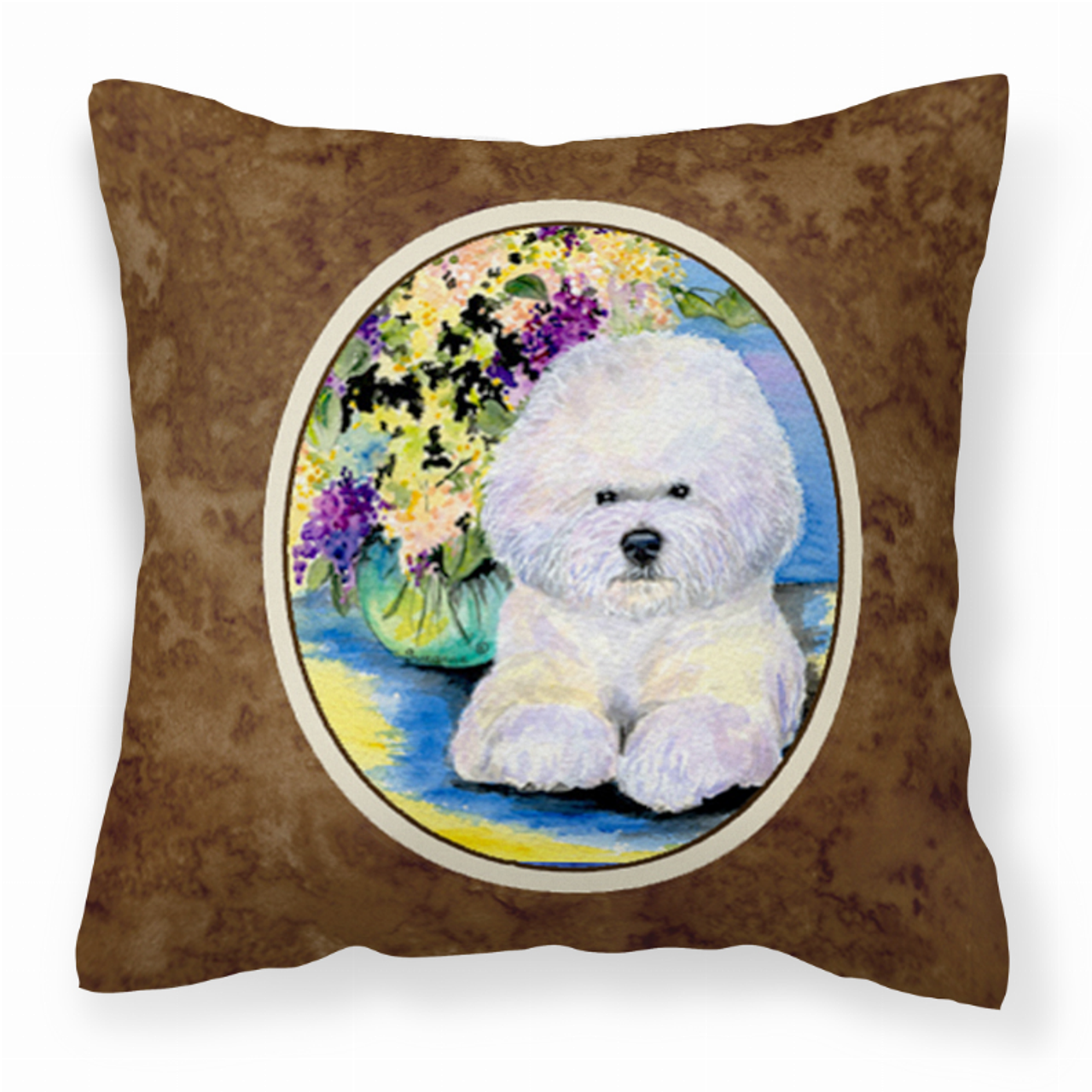 Portrait Artwork with Dog Brown Fabric Decorative Pillow - SS8295PW1414