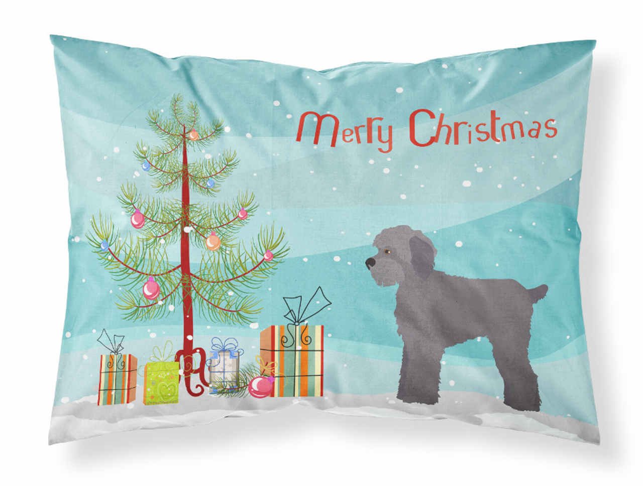 Grey Schnoodle Christmas Tree Fabric Standard Pillowcase