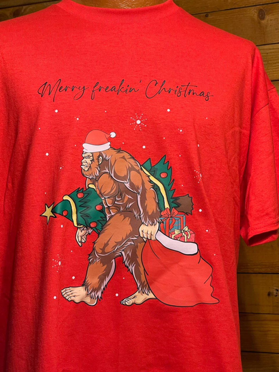 Bigfoot Merry Freakin' Christmas t-shirt - SqBig850