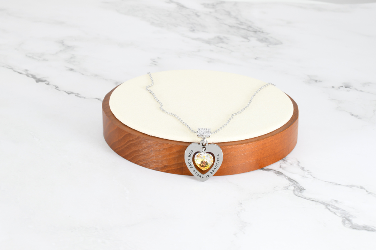 Inspirational Heart Necklace Made With Austrian Crystals By Pink Box - MICROHRTOUTLOVESTORY