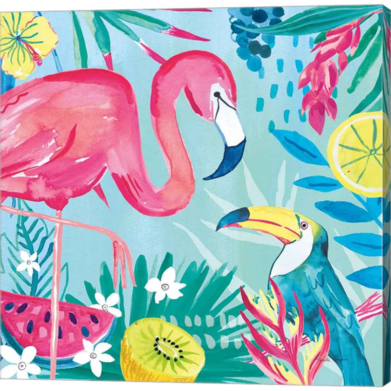 Fruity Flamingos II by Farida Zaman, Canvas Art - C1081259-0120000-AAAACMA