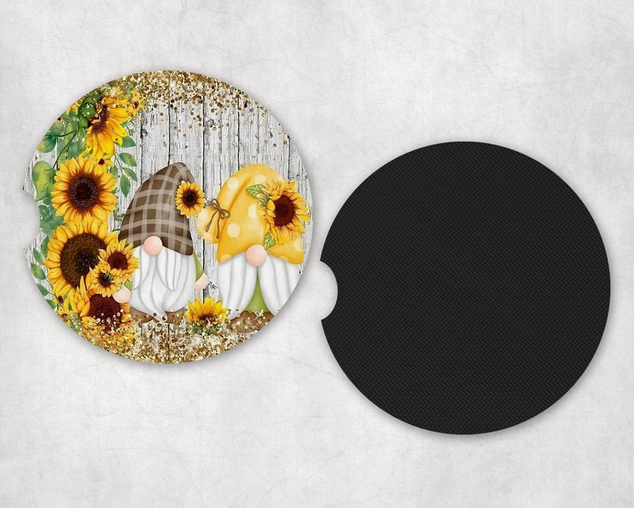 Sunflower Gnomes|Car Coaster Set
