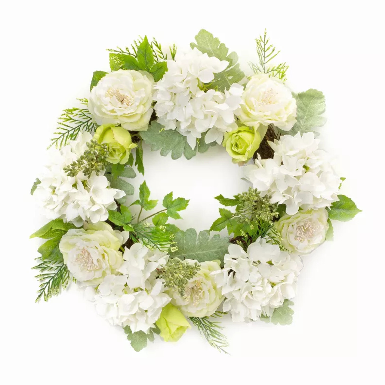 Peony and Hydrangea Wreath 21"D Polyester