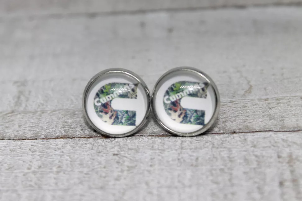 Cummins Camo  Glass Stud Earrings