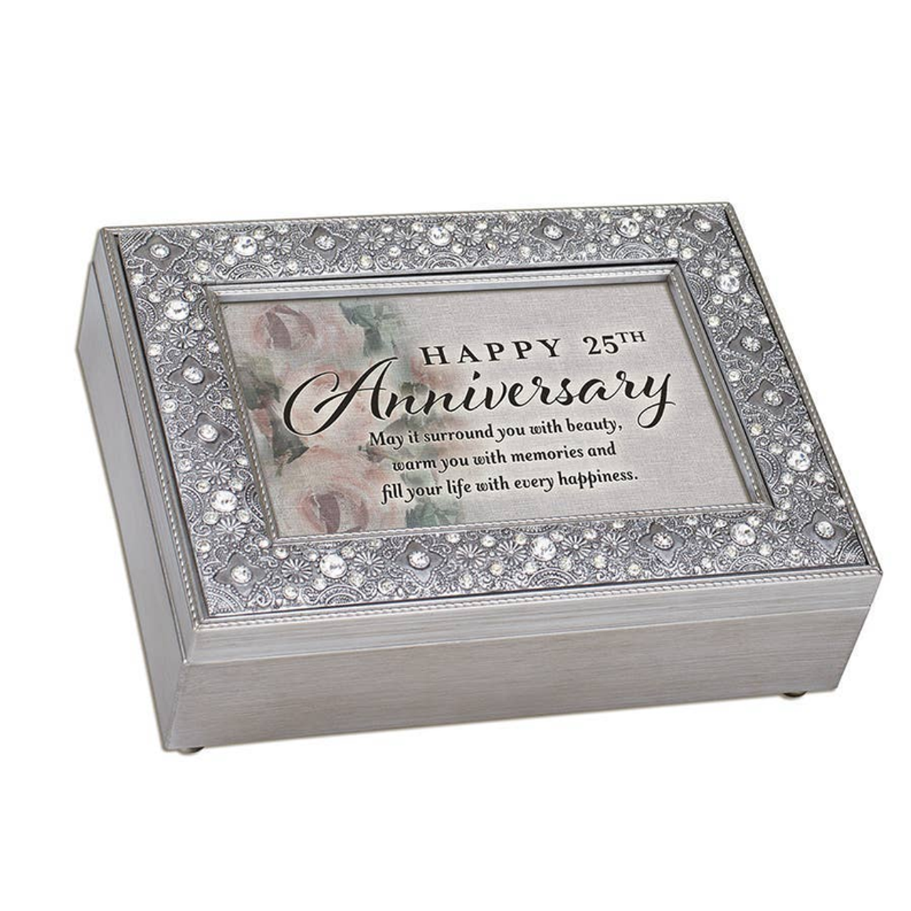 Happy 25Th Anniversary Filigree Music Box