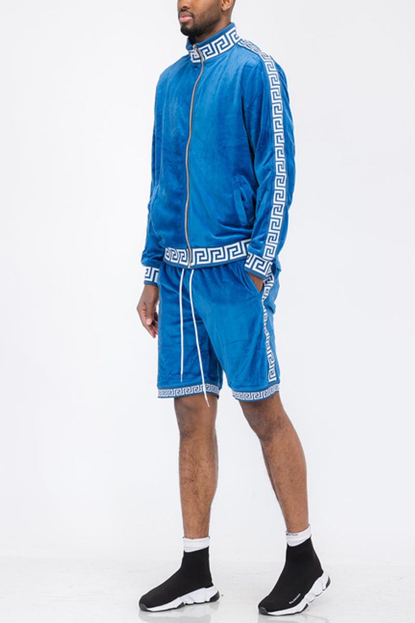 Status Velour Short Set - SET-378-778-BLUEWHITE-M