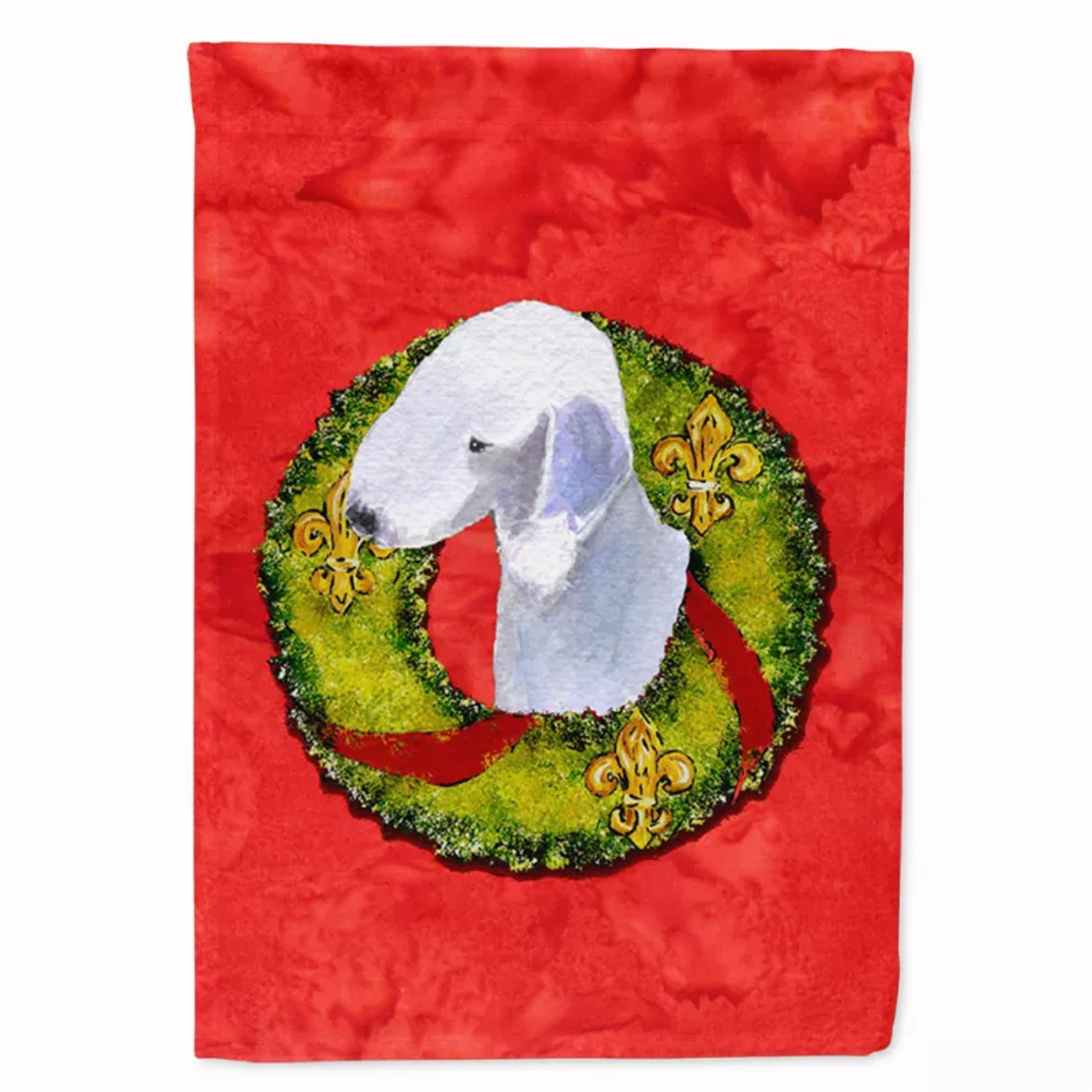 Christmas Wreath With Dog Flag Garden Size - S000213B001695P119035V000