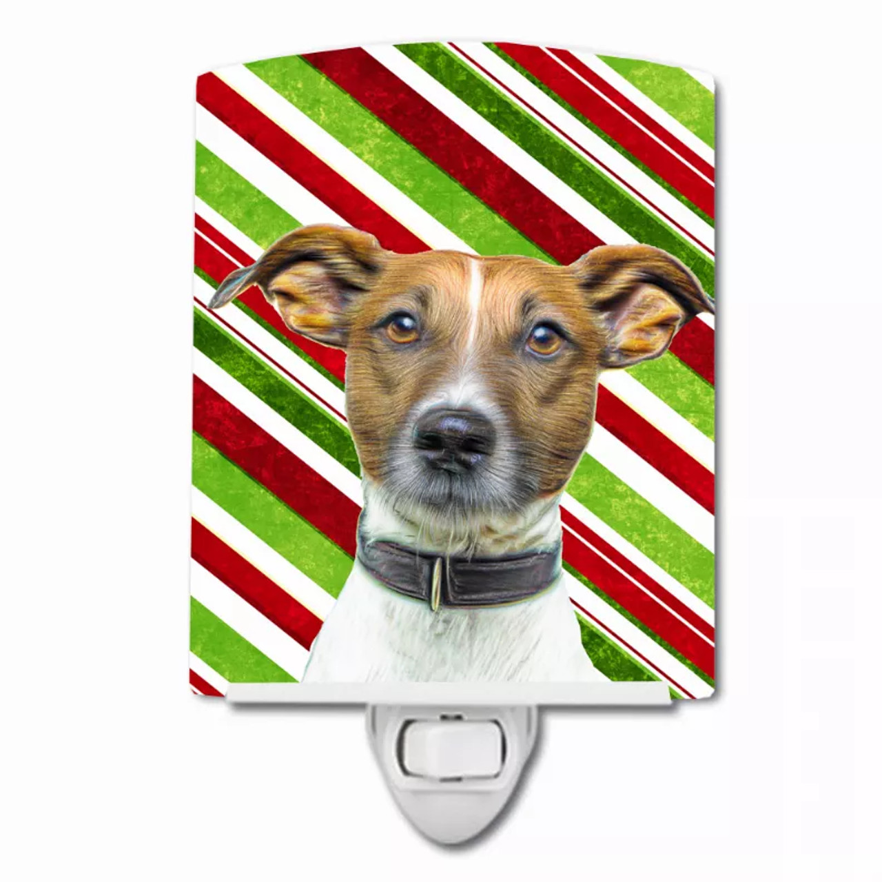 Candy Cane Holiday Christmas Dog Art Ceramic Night Light - KJ1169CNL