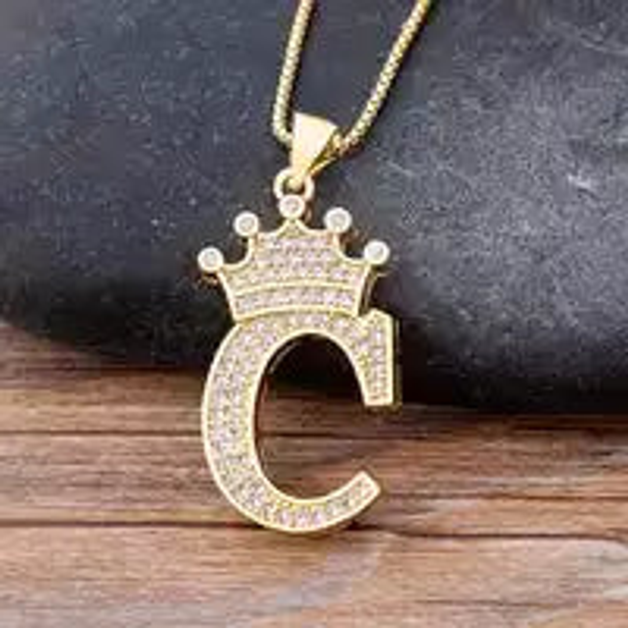 Stainless Steel A-Z Letters Necklace for Men and Women, Gold Overlay Hip Hop Crown Necklaces with Name Chain 22-24", Color Silver - S002364B002635P000238V003 Stainless Steel A-Z Letters Necklace for Men and Women, Gold Overlay Hip Hop Crown Necklaces with Name Chain 22-24", Color Silver - S002364B002635P000238V003