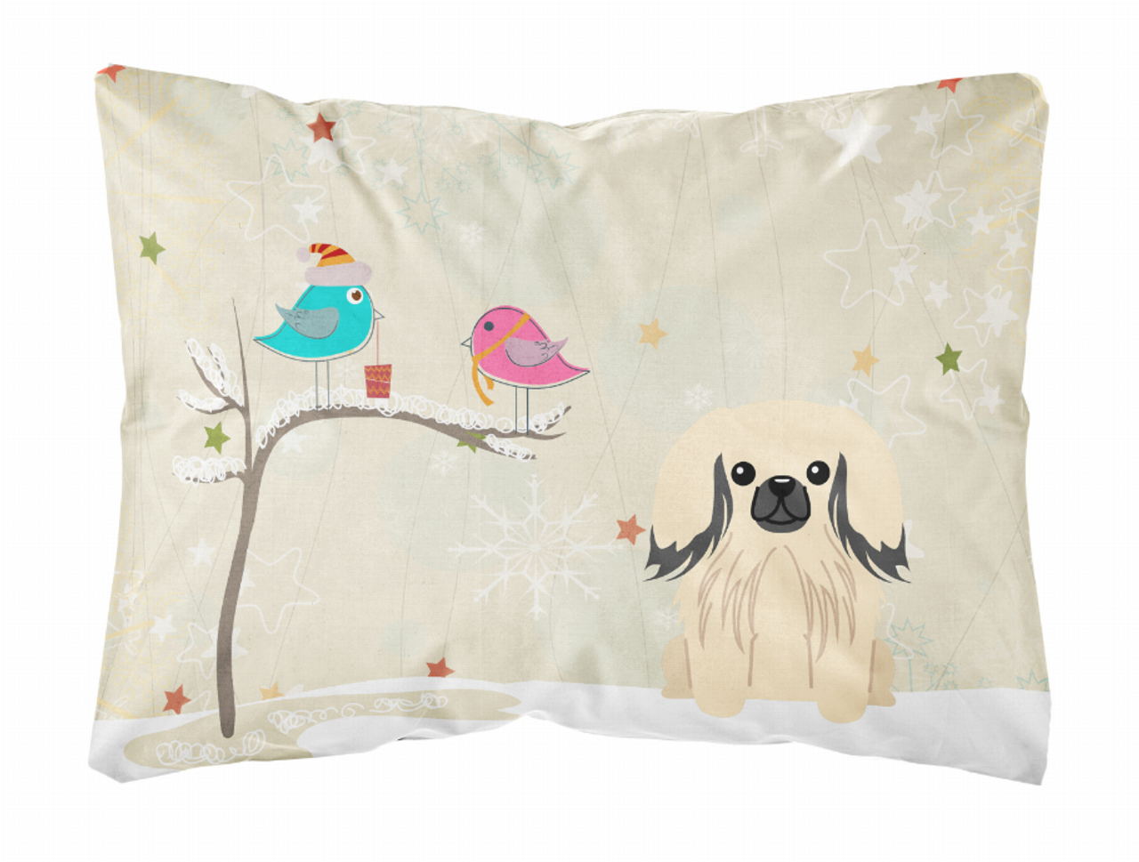 Christmas Presents between Friends Dog Art Canvas Fabric Decorative Pillow - BB2578PW1216