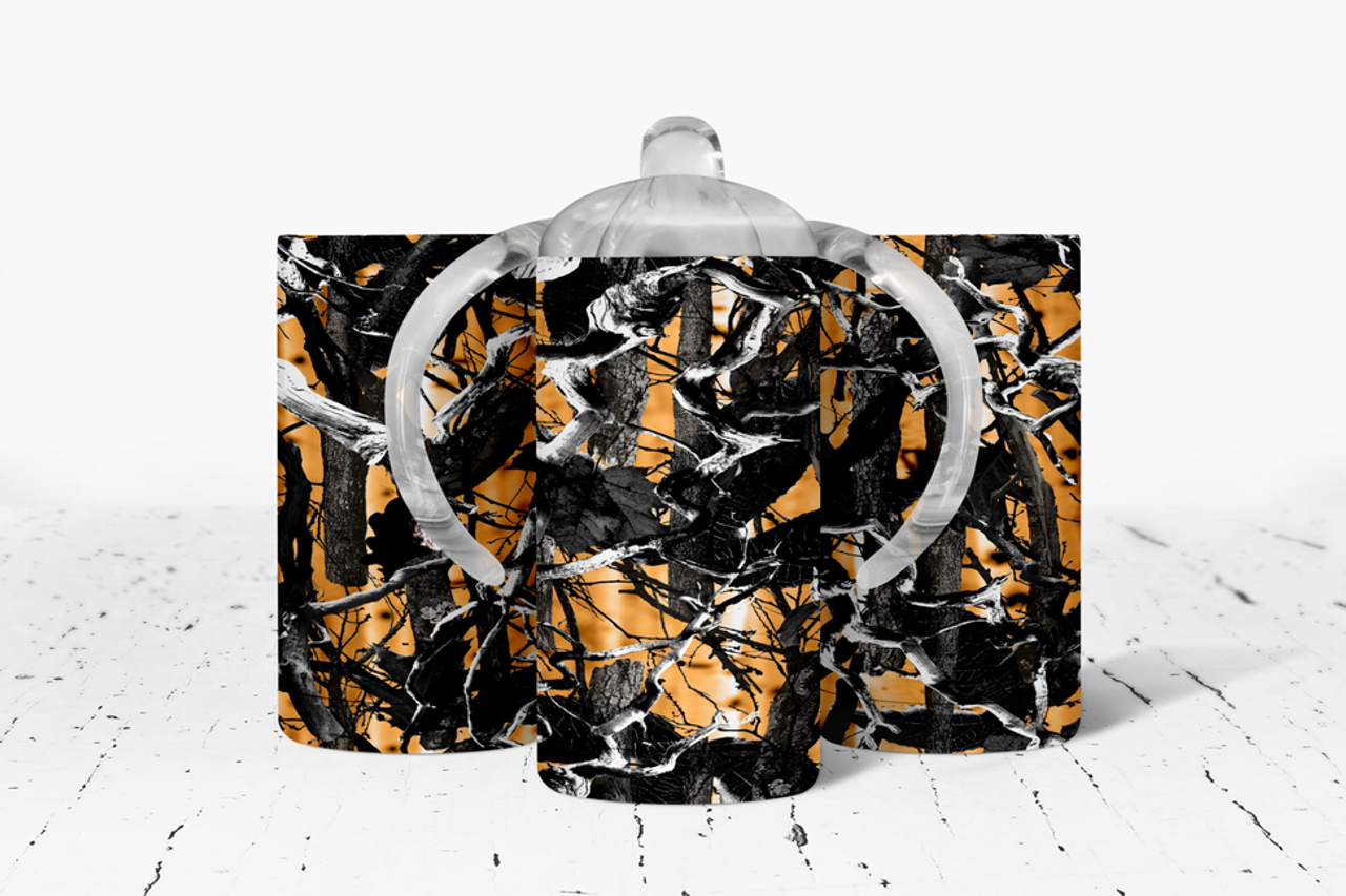 Orange Camo Insulated Kids Dual Lid Sippy Cup Tumbler