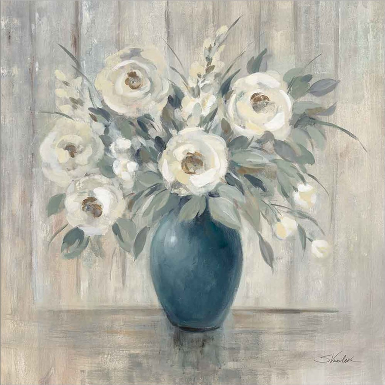 Gray Barn Floral by Silvia Vassileva, Canvas Art