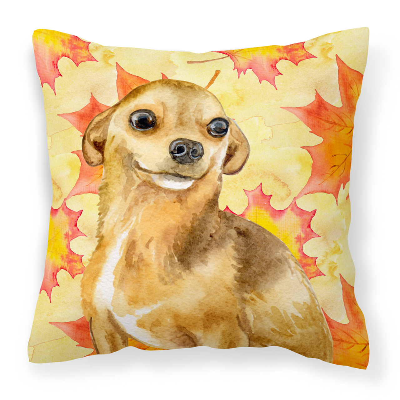 Dog With Fall Design Fabric Decorative Pillow - S000213B001695P114392V000