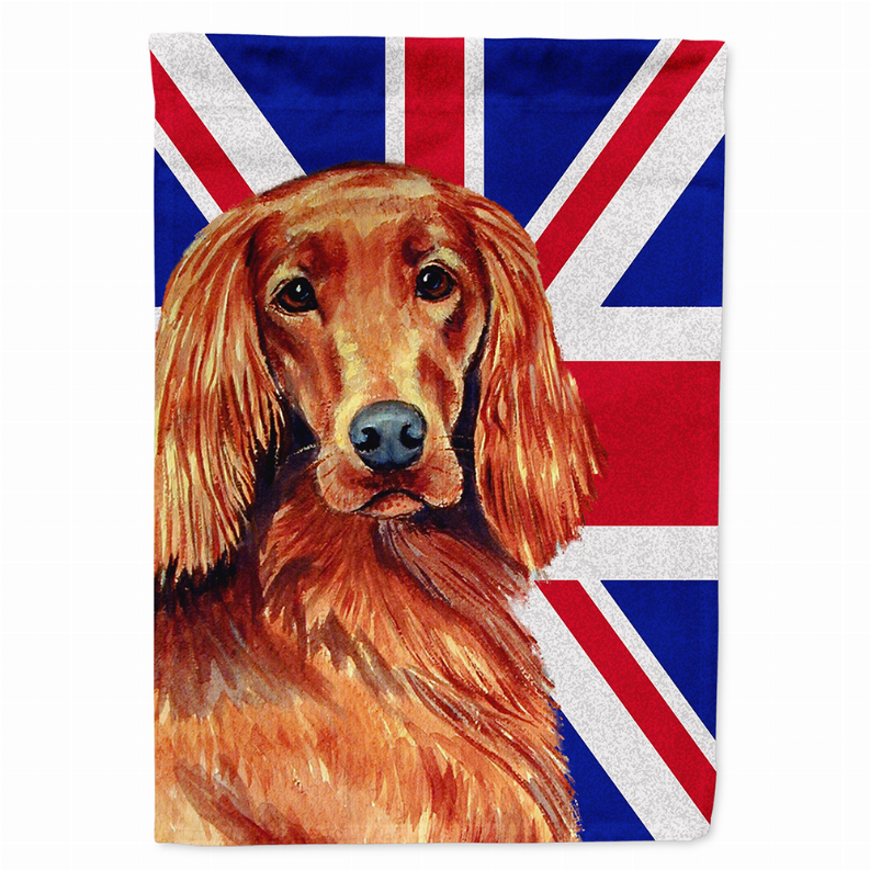 Dog with English Union Jack British Flag Garden Size Flag