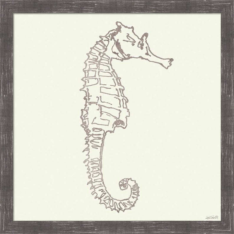 Coastal Breeze Shell Sketches II Silver by Anne Tavoletti, Framed Wall Art