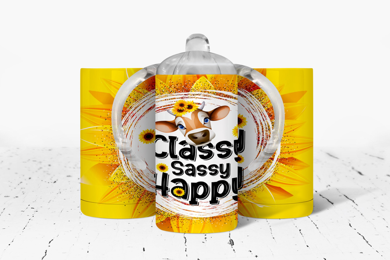 Calssy Sassy happy Cow Insulated Kids Dual Lid Sippy Cup Tumbler