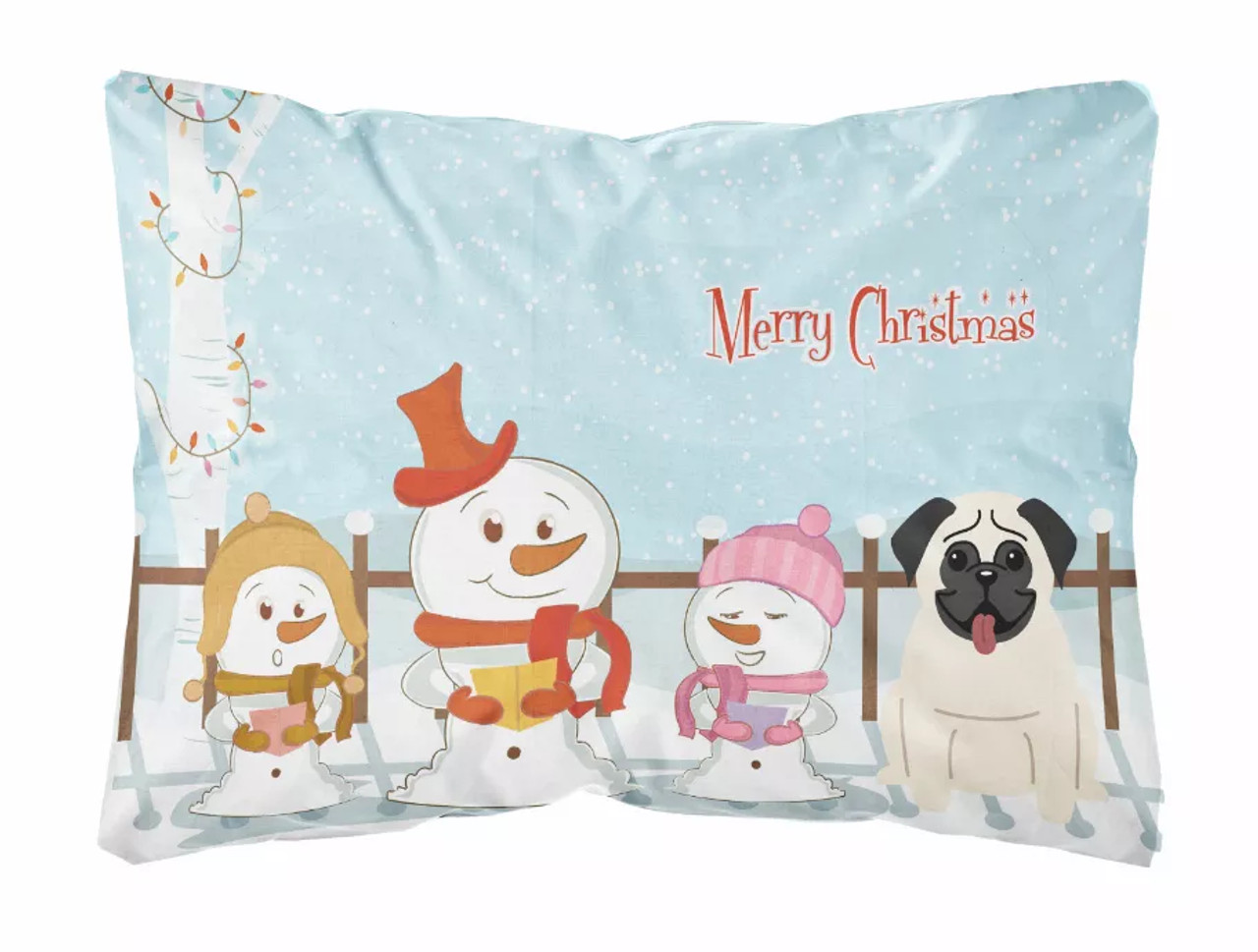 Merry Christmas Carolers Dog Art Canvas Fabric Decorative Pillow - BB2335PW1216