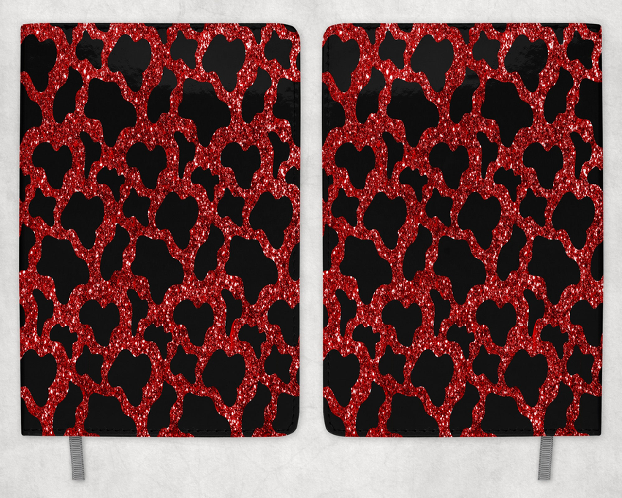 Red faux glitter Cow Print Printed 8 Inch  A-5 Journal