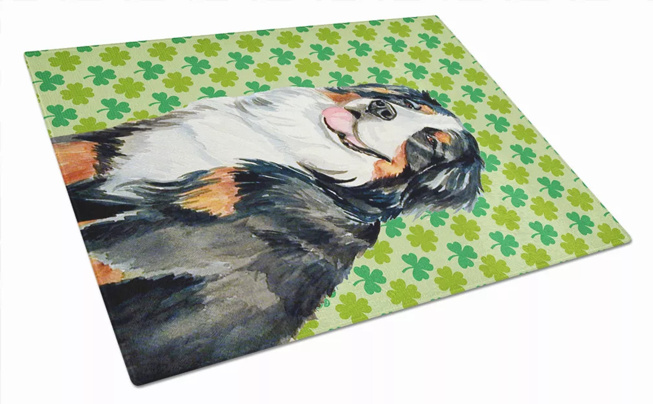 St. Patrick's Day Dog Portrait Glass Cutting Board Large - S000213B001695P123769V024