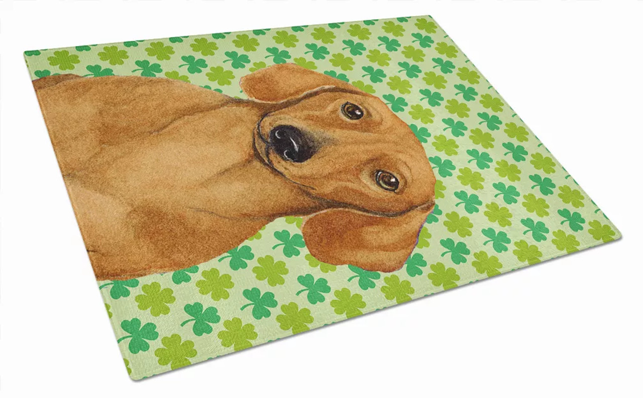 St. Patrick's Day Dog Portrait Glass Cutting Board Large - S000213B001695P123769V004