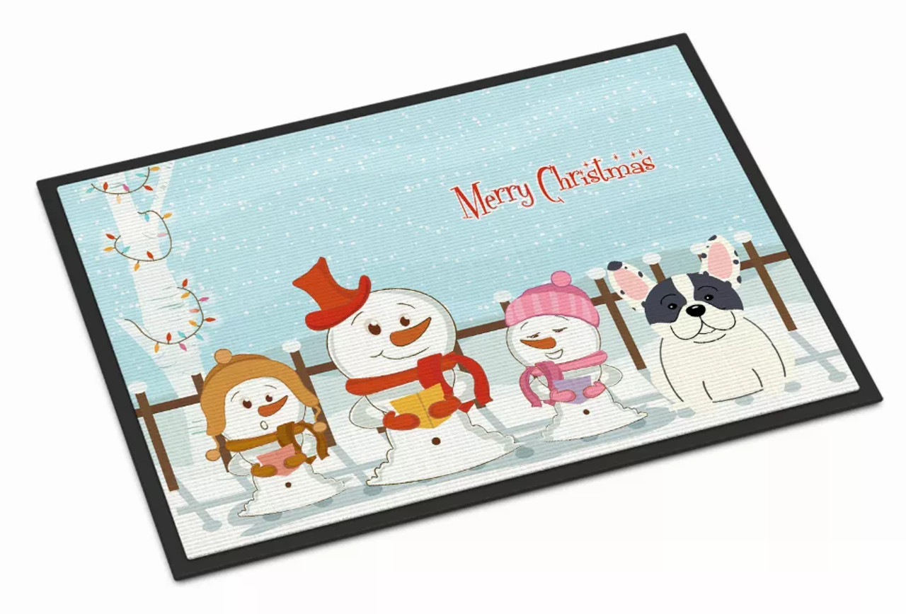Merry Christmas Carolers Dog Art Indoor or Outdoor Mat - S000213B001695P069492V003